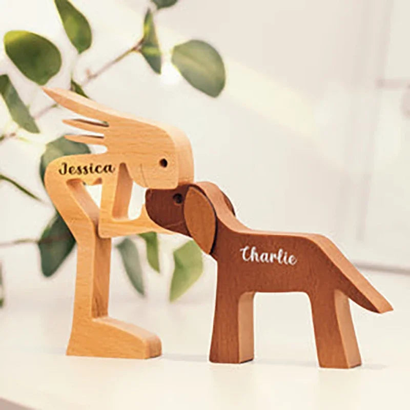 Personalized Wooden Ornaments Pet Carvings Cute Puppy Custom Wood Dog Cat Craft Sculpture Gift Pet Lovers