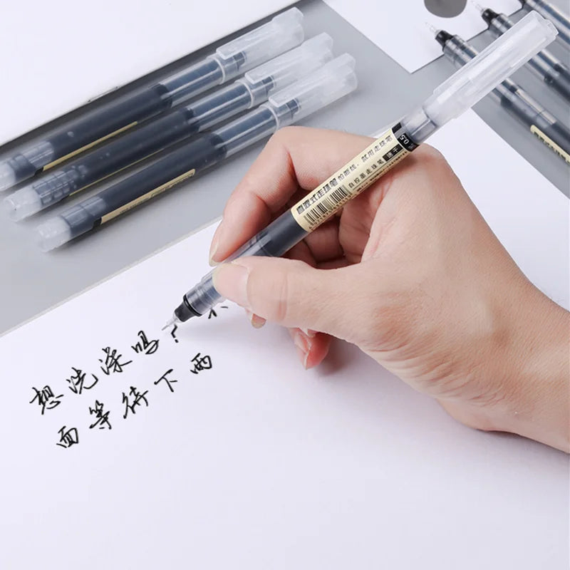 10Pcs High Quality Needle Type Gel Pen Straight Liquid Ballpoint Pens Perfect Kawaii Stationery for School/Office Writing Supply