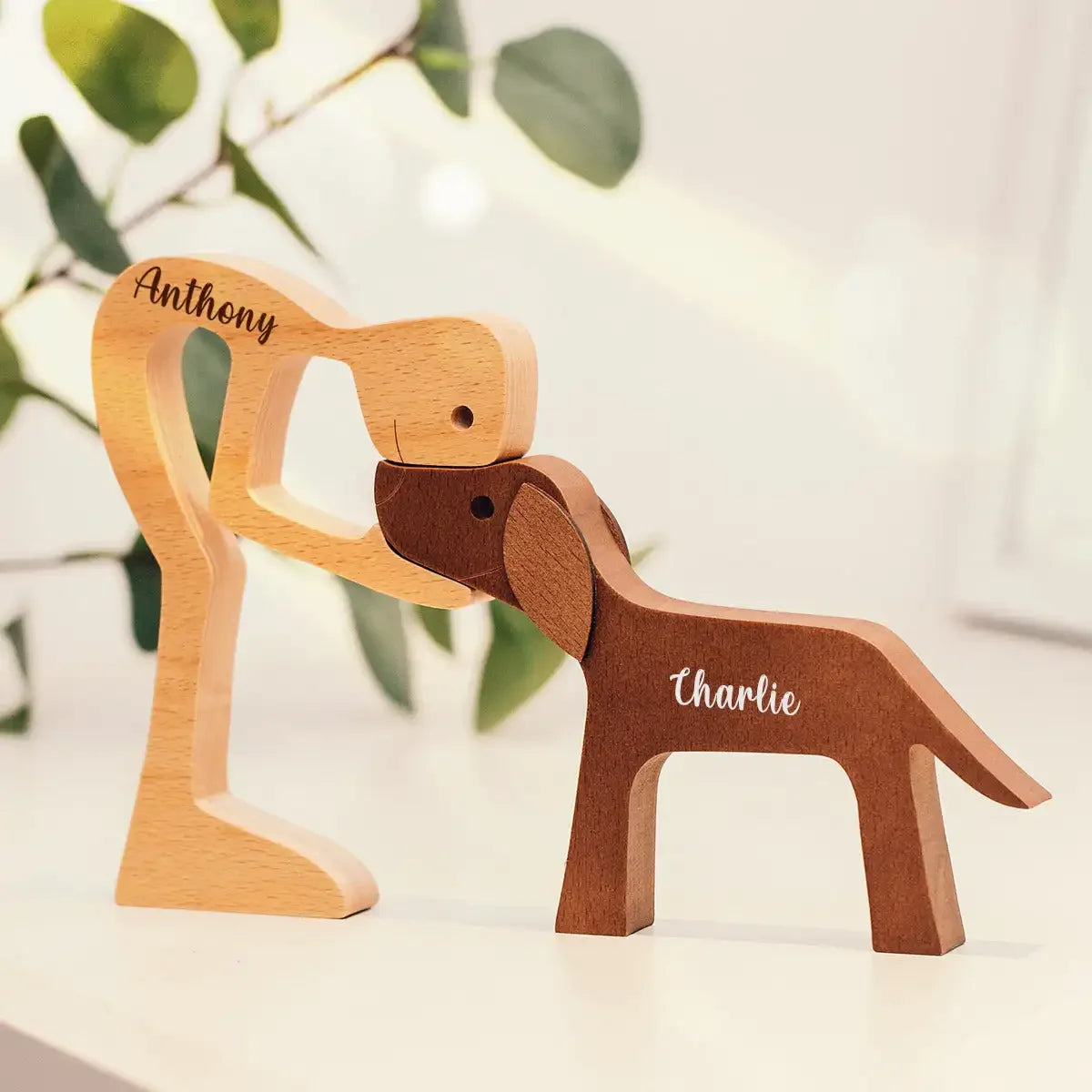 Personalized Wooden Ornaments Pet Carvings Cute Puppy Custom Wood Dog Cat Craft Sculpture Gift Pet Lovers