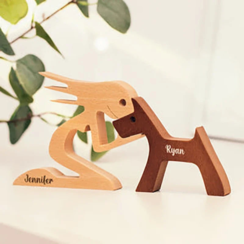 Personalized Wooden Ornaments Pet Carvings Cute Puppy Custom Wood Dog Cat Craft Sculpture Gift Pet Lovers