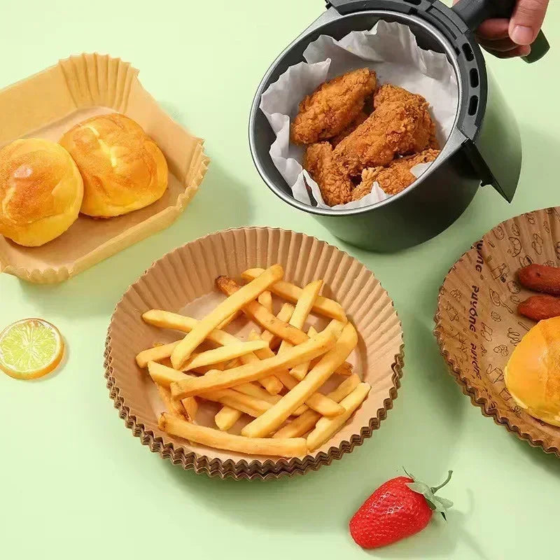 50Pcs Air Fryer Disposable Paper Non-Stick Airfryer Baking Papers Round Air-Fryer Paper Liners Paper Kitchen Accessories