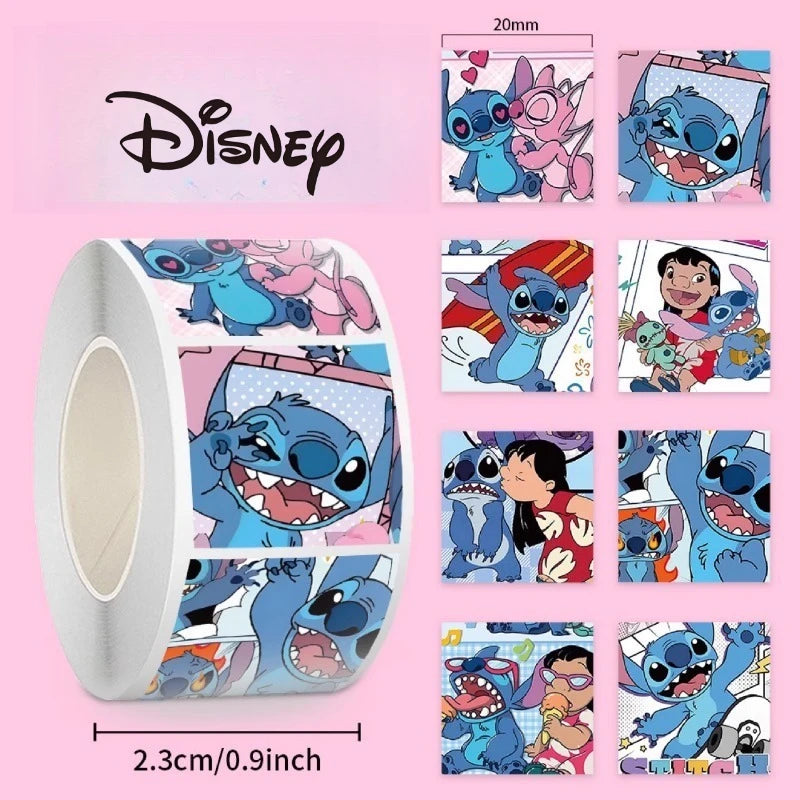 500PCS/Roll New Stitch Stickers Kids Cartoon Birthday Candy Bag Decorative Sealing Sticker Cute Anime Lilo & Stitch Stickers