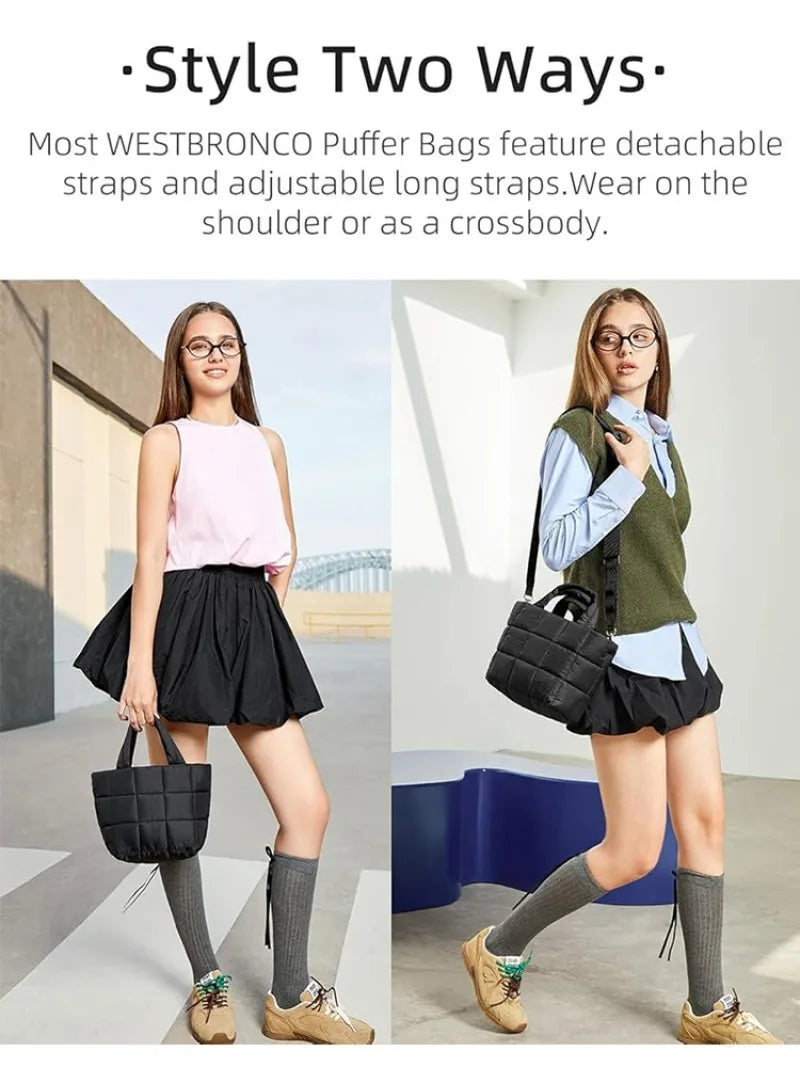 Lightweight Adjustable body Bag Women Casual Shoulder Bag Fluffy Quilted body Bag Durable Large capacity Multicompartment bag