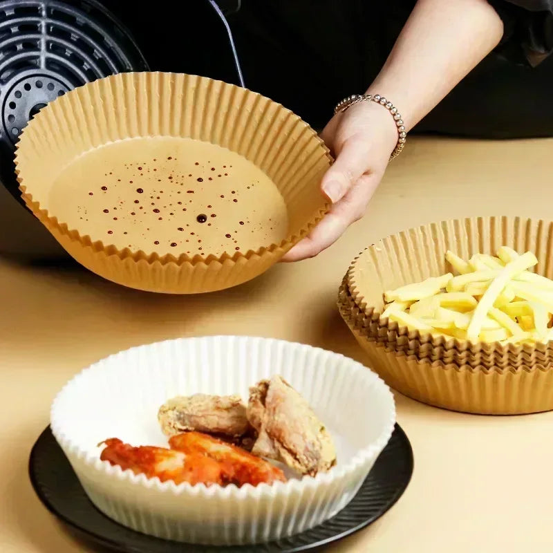 50Pcs Air Fryer Disposable Paper Non-Stick Airfryer Baking Papers Round Air-Fryer Paper Liners Paper Kitchen Accessories