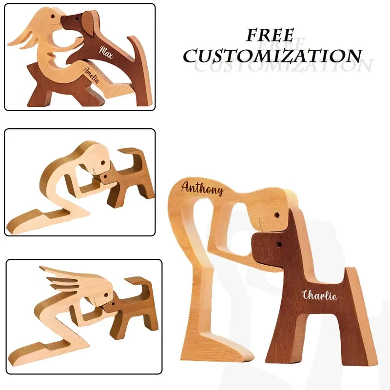 Personalized Wooden Ornaments Pet Carvings Cute Puppy Custom Wood Dog Cat Craft Sculpture Gift Pet Lovers