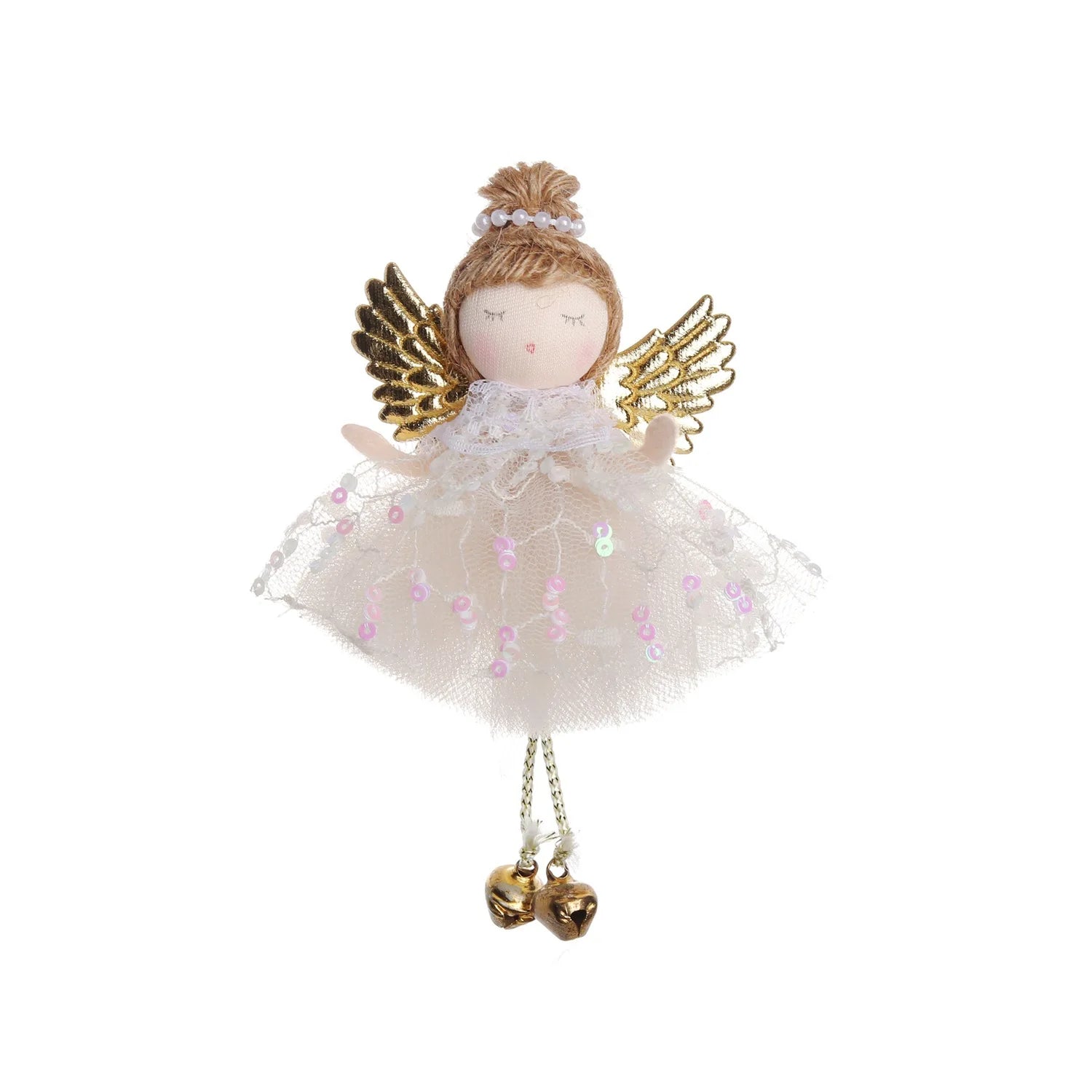 Cartoon Christmas Angel Girl Doll Mini Pendant Hanging Dolls Xmas Tree Crafts Elves Pendant Hanging Angel Doll Props Cloth Wing