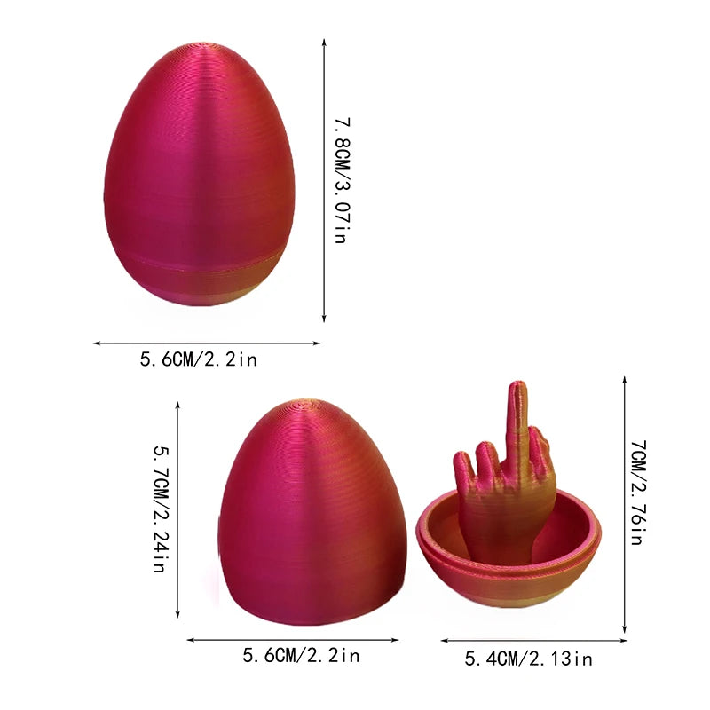 Easter Egg 3D Printing Middle Finger Ornaments Funny Middle Finger Egg Decompress Desktop Decorative Crafts Prank Gift