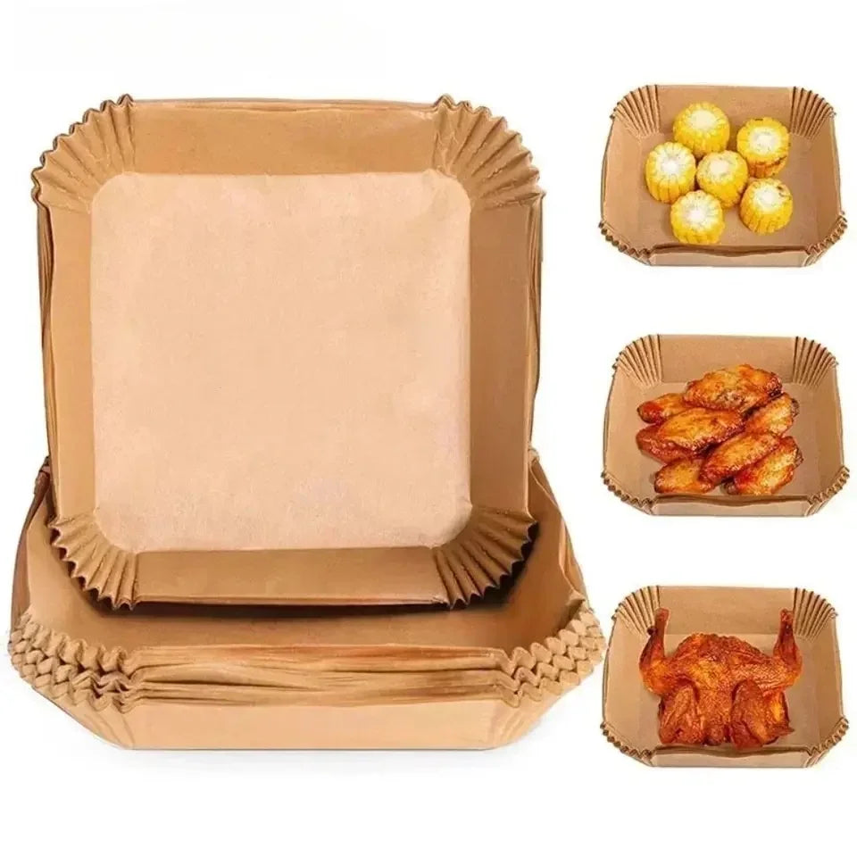 50Pcs Air Fryer Disposable Paper Non-Stick Airfryer Baking Papers Round Air-Fryer Paper Liners Paper Kitchen Accessories
