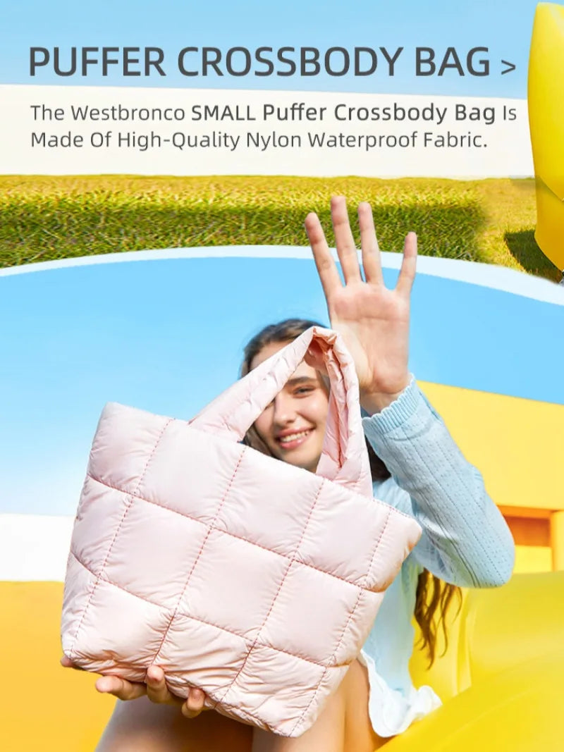 Lightweight Adjustable body Bag Women Casual Shoulder Bag Fluffy Quilted body Bag Durable Large capacity Multicompartment bag