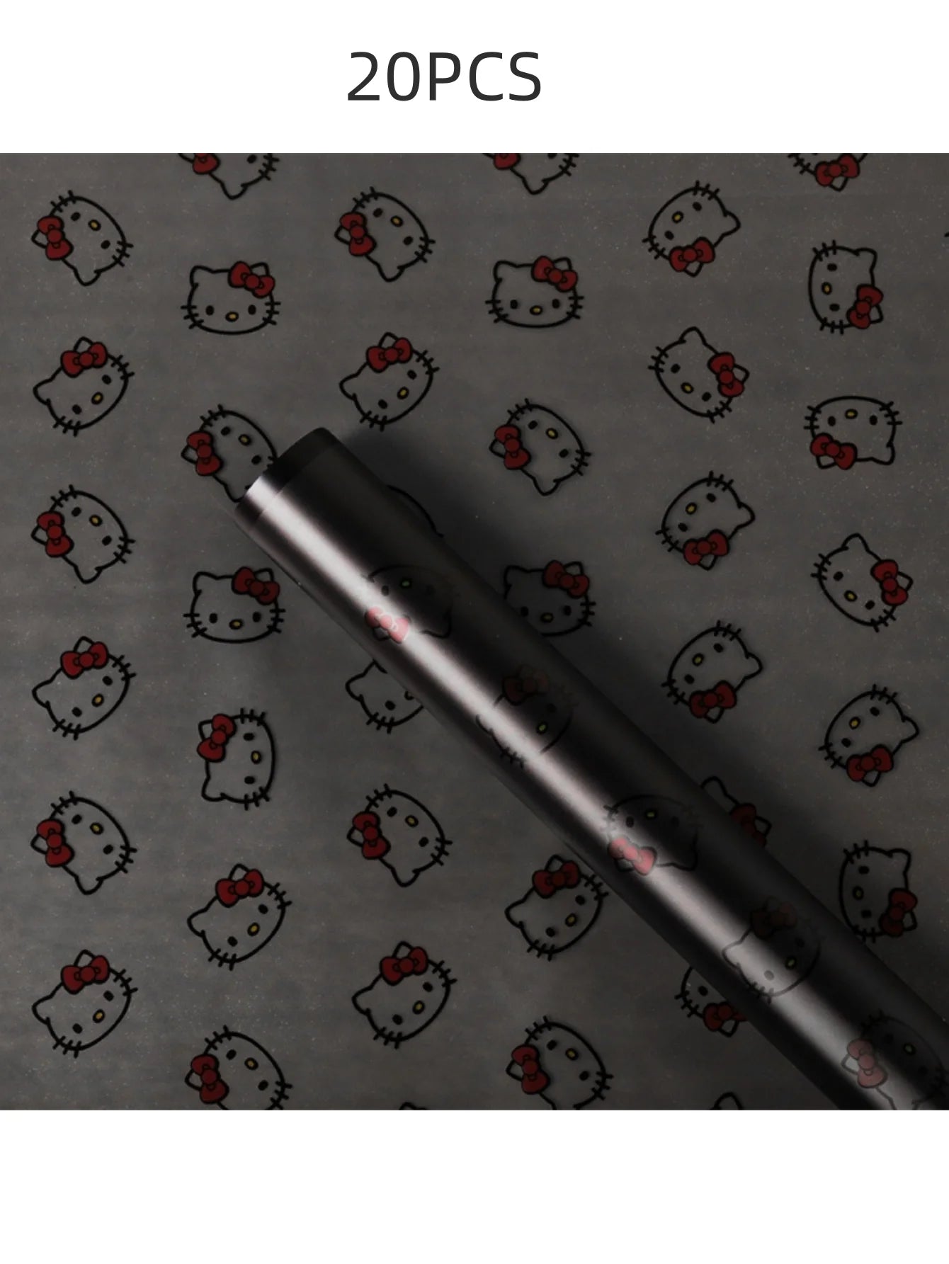 20pcs HelloKitty Gift Wrap Paper Cartoon Patterned Waterproof Wrapping Sheets with Ribbon for DIY Crafts Gifts and Floral Bouque