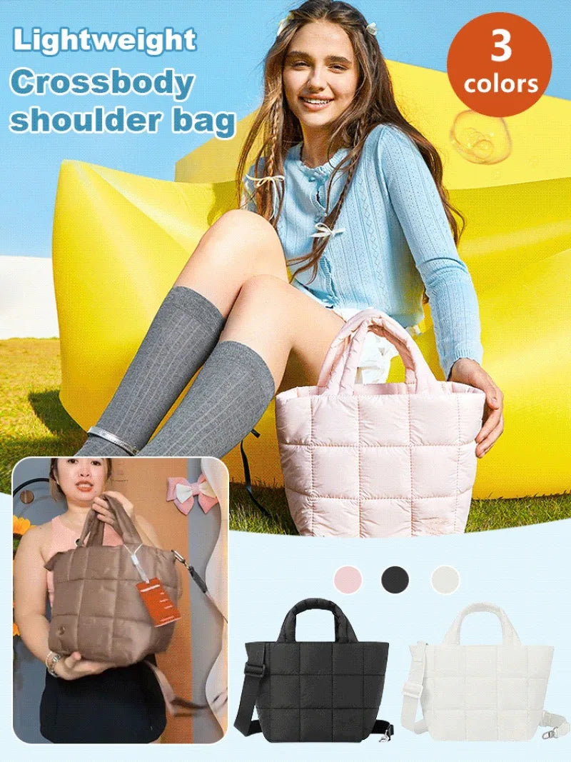 Lightweight Adjustable body Bag Women Casual Shoulder Bag Fluffy Quilted body Bag Durable Large capacity Multicompartment bag