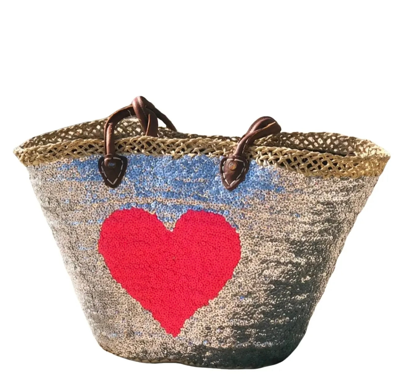 Silver, Hot Pink Heart Moroccan Beach Tote Bag