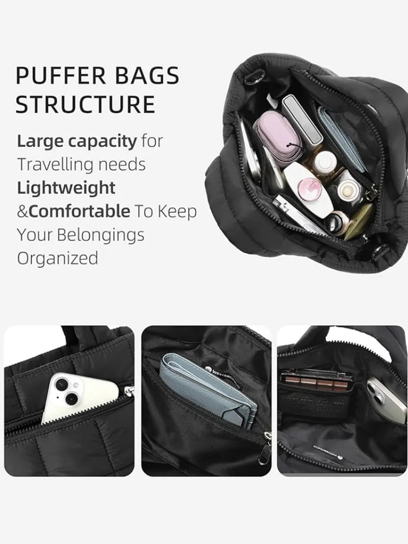 Lightweight Adjustable body Bag Women Casual Shoulder Bag Fluffy Quilted body Bag Durable Large capacity Multicompartment bag