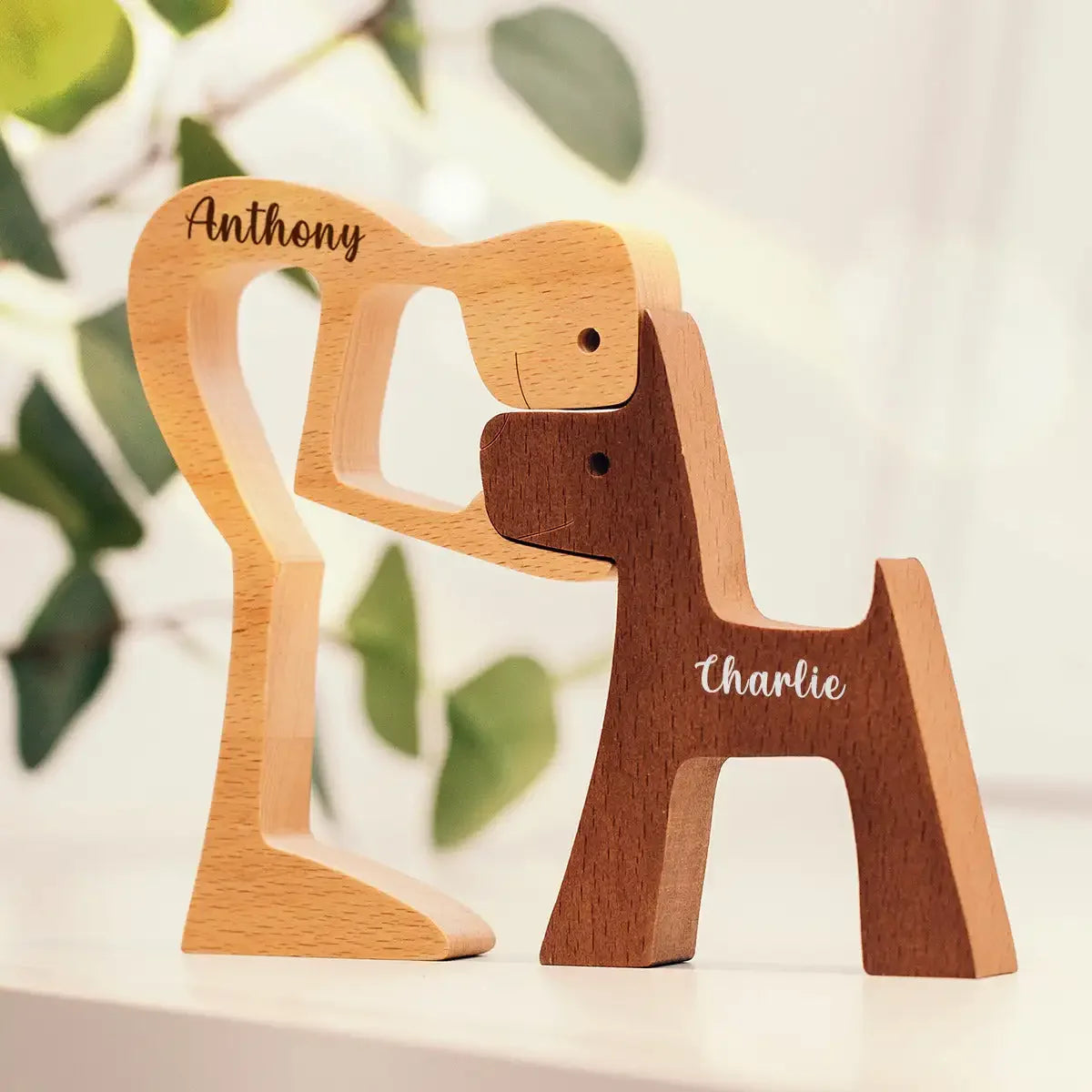 Personalized Wooden Ornaments Pet Carvings Cute Puppy Custom Wood Dog Cat Craft Sculpture Gift Pet Lovers