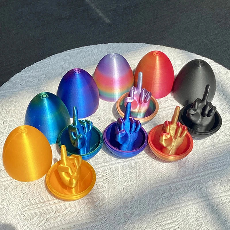 Easter Egg 3D Printing Middle Finger Ornaments Funny Middle Finger Egg Decompress Desktop Decorative Crafts Prank Gift