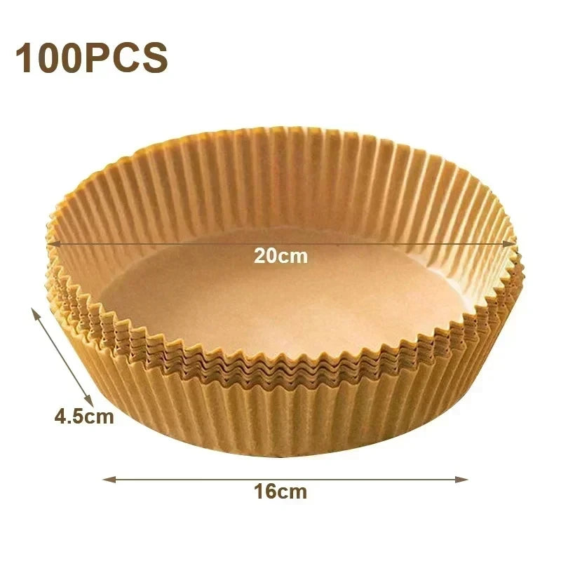 50Pcs Air Fryer Disposable Paper Non-Stick Airfryer Baking Papers Round Air-Fryer Paper Liners Paper Kitchen Accessories