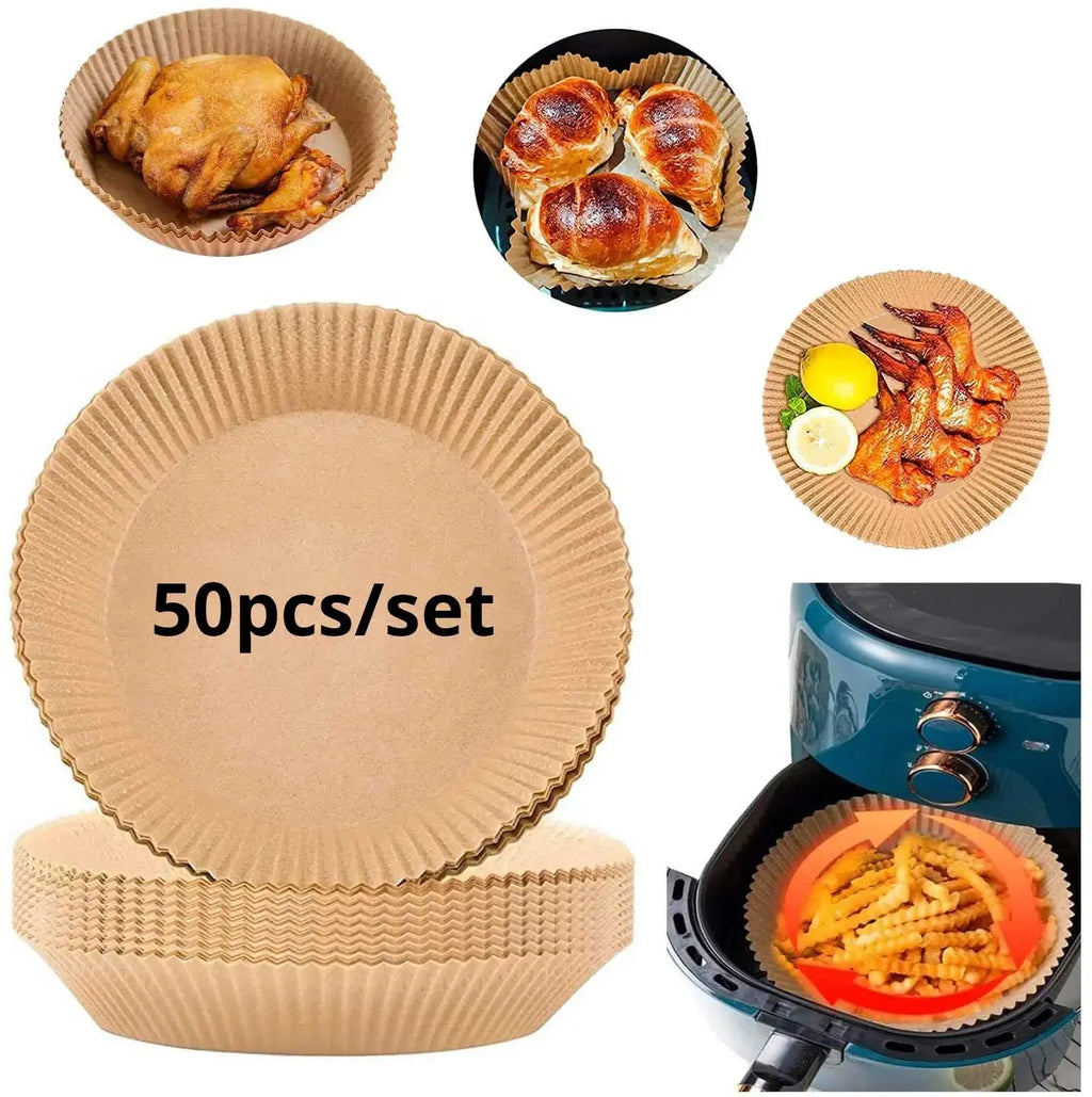 50/100PCS Air Fryer Special Paper Tray Household High Temperature Resistant Oil Absorbing Paper Pad Square Baking Paper Kitchen