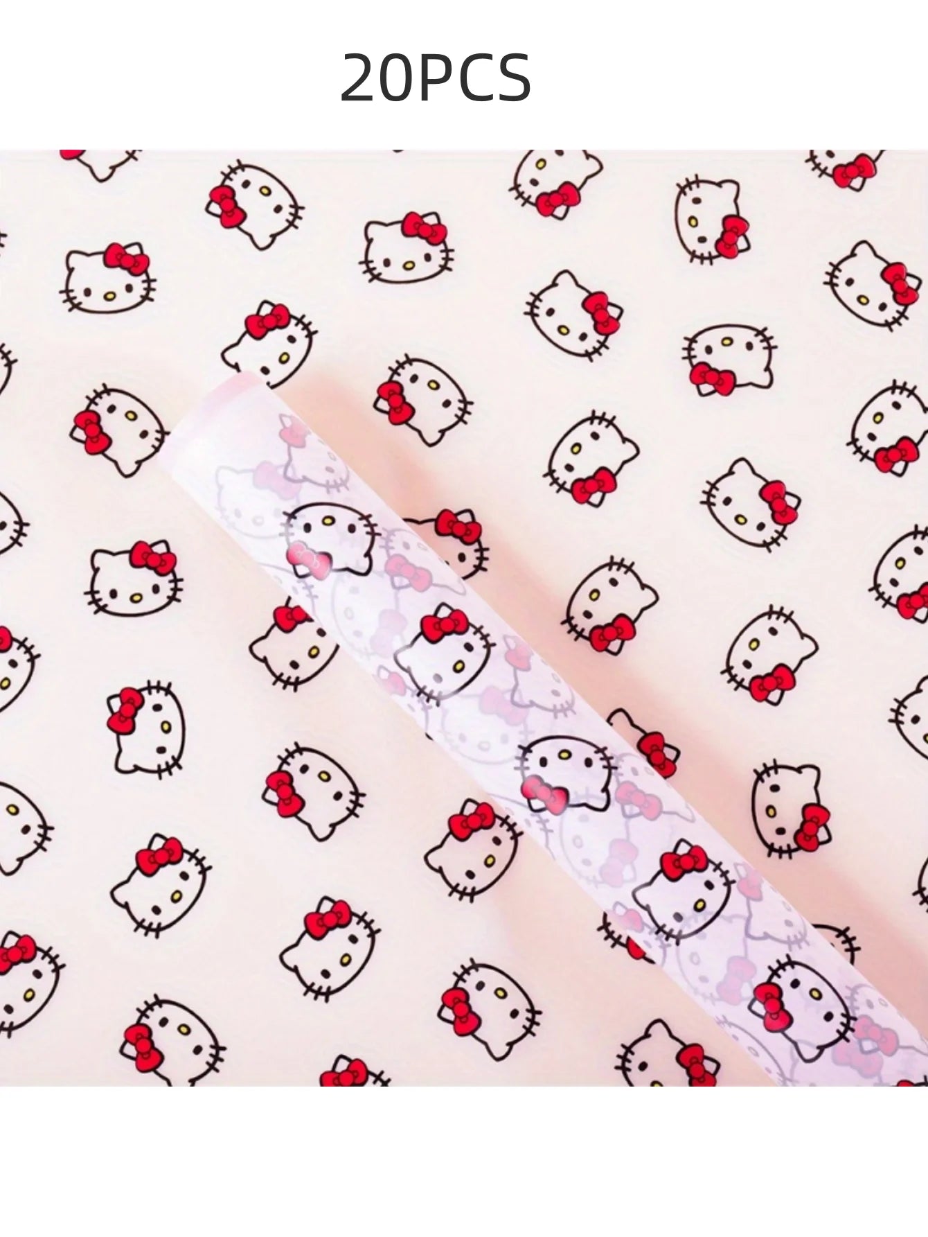 20pcs HelloKitty Gift Wrap Paper Cartoon Patterned Waterproof Wrapping Sheets with Ribbon for DIY Crafts Gifts and Floral Bouque