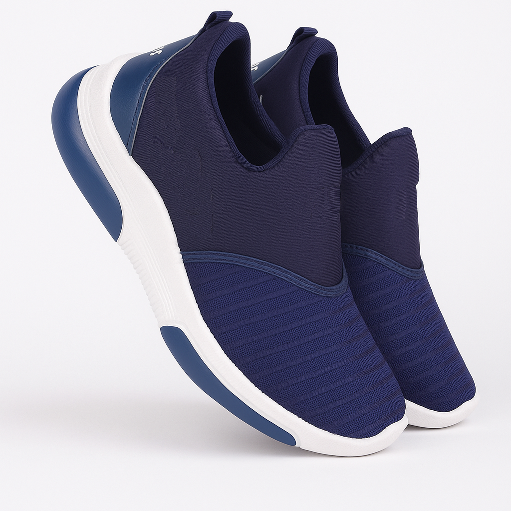 Blue Slip-On Sports Sneakers with Sleek White Detailing (SIZE 8 UK)